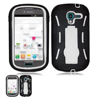 Samsung Galaxy Exhibit T599 Black and White Hardcore Kickstand Case: Cell Phones & Accessories