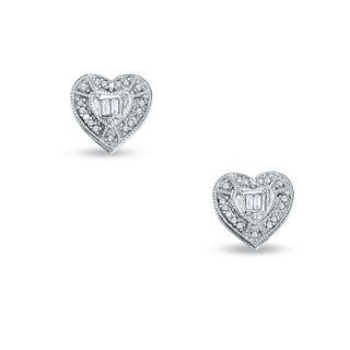 milgrain heart stud earrings in sterling silver retail value $ 185 00