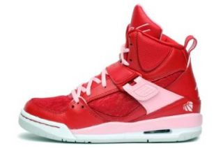 Jordan GIRLS JORDAN FLIGHT 45 HI PREMIUM (GS) VIVID PINK/WHITE//BLACK 547769 601: Pink Jordan Sneaker: Shoes