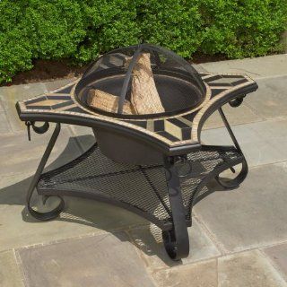 Alfresco Home San Marco Mosaic Fire Pit and Beverage Cooler Table : Patio, Lawn & Garden