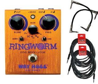 Way Huge WHE606 Ring Worm Ring Modulator Pedal Bundle 4 Free Cables: Musical Instruments