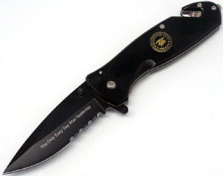 8" U.S. NAVY SEALS RESCUE FOLDING KNIFE with IMPRINTED BLADE   "THE ONLY EASY DAY WAS YESTERDAY"   BLACK  Other Products  