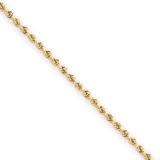 2mm, 10 Karat Yellow Gold, Diamond Cut Rope Chain   22 inch: Chain Necklaces: Jewelry