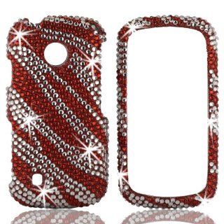 Talon Full Diamond Bling Phone Shell for LG VN270 Cosmos Touch   Zebra   Red   Verizon/US Cellular   1 Pack   Case   Retail Packaging   Red/Silver: Cell Phones & Accessories