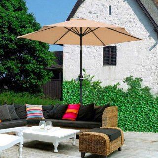Tan 8 Foot Tilting Outdoor Patio Furniture Umbrella : Fade Resistant Outdoor Umbrellas : Patio, Lawn & Garden