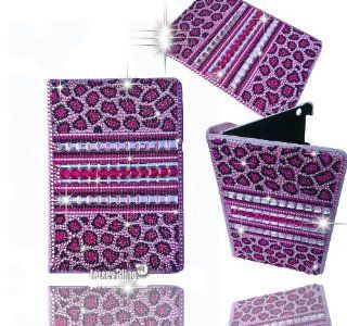 Jersey Bling Ipad 2/3/4 HOT PINK & LEOPARD Crystal & Rhinestone Leather Folio with 360 Rotating Case Cover Protector Computers & Accessories