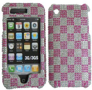 For Apple iPhone 3G 3Gs Hard Diamond Case Cover Faceplate Protector Pink Silver Plade with Free Gift Reliable Accessory Pen Cell Phones & Accessories
