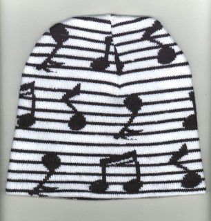 Knit cap with Music Notes (white cap with black notes): Everything Else