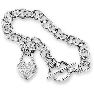 CT. T.W. Diamond Heart Charm Bracelet in Sterling Silver   Zales