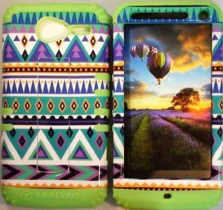 Cellphone Trendz (TM) Hybrid High Impact Bumper Case Blue Green Aztec Tribal / Lime Green Silicone for Motorola Electrify M XT901: Cell Phones & Accessories