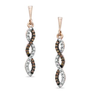 CT. T.W. Enhanced Cognac and White Diamond Cascading Drop Earrings