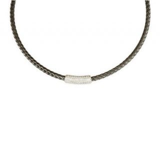VicenzaSilver Sterling Diamonique Station Woven Collar Necklace —