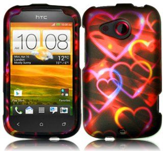 For Cricket HTC Desire C Hard Design Cover Case Colorful Hearts Accessory: Cell Phones & Accessories