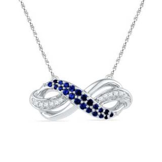 Lab Created Blue Sapphire and Diamond Accent Infinity Loop Necklace in