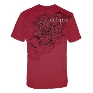 the twilight saga Eclipse Wolf Pack Tattoo with Swirls T Shirt Red: Novelty T Shirts: Clothing
