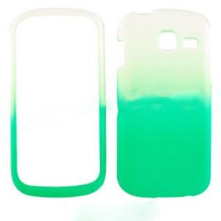 RUBBER COATED HARD CASE FOR SAMSUNG TRANSFIX R730 RUBBERIZED TWO COLOR WHITE GREEN: Cell Phones & Accessories