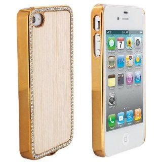 Skque Bling Aluminium Wood Design Back Case Cover for Apple iPhone 4/4S: Cell Phones & Accessories