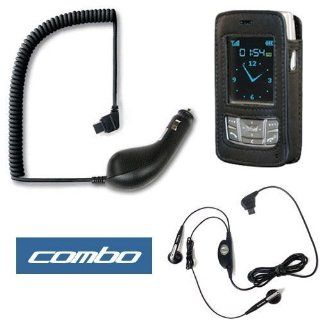 3 Piece Value OEM Original Combo Pack Of Samsung SGH T629, T629 Includes: Vehicle Cigarette Lighter Power Charger with IC Chip CAD300MBEB + Protective Pouch Leather Case WT17200000109 + Stereo Earbud Handsfree Headset with Send End Button AEP420SBEB: Cell 