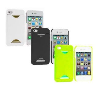 3in1 Combo Color (Neon Green White Black) Credit Card ID Case for Apple iPhone 4, 4S (AT&T, Verizon, Sprint): Cell Phones & Accessories