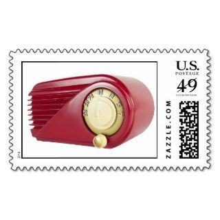 Red Art Deco Radio Photo Postage Stamps