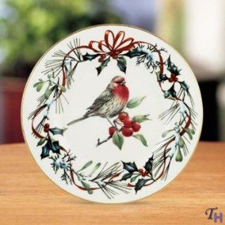 Lenox Winter Greetings 9 Downey Woodpecker, House Finch Accent Plate: Kitchen & Dining