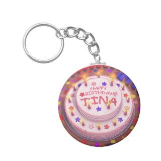 Tina's Birthday Cake Key Chain