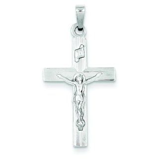14K White Gold INRI Crucifix Charm Pendant Jewelry: Jewelry