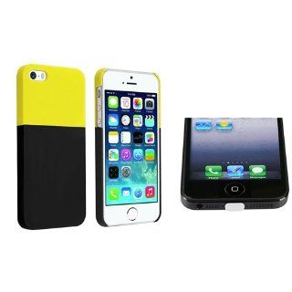 eForCity Yellow/ Black Clip on Hard Plastic Case with FREE Clear Docking Port Cap Compatible with Apple® iPhone® 5/ 5S: Cell Phones & Accessories