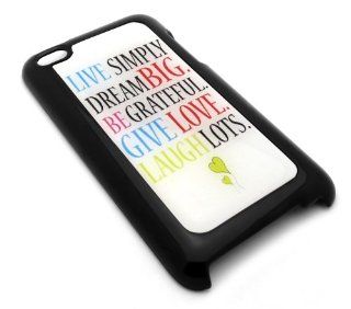 BLACK Cute Inspirational Fun Quote Snap On Cover Hard Carrying Case for iPod 4/4th Generation   Give Love Laugh Lots : MP3 Players & Accessories