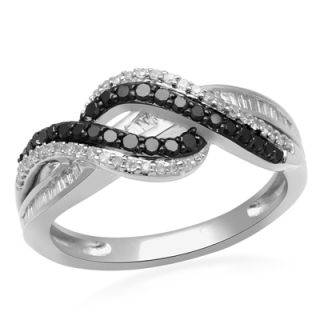 CT. T.W. Enhanced Black and White Diamond Wavy Band in Sterling