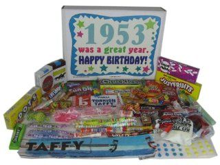 '50s Retro Candy Decade 60th Birthday Gift Box   Nostalgic Candy 1954 : Gourmet Candy Gifts : Grocery & Gourmet Food