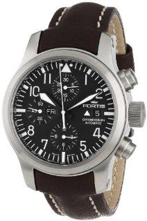 Fortis Men's 656.10.11 L.16 B 42 Flieger Automatic Black Luminous Dial Brown Leather Water Resistant Watch: Watches