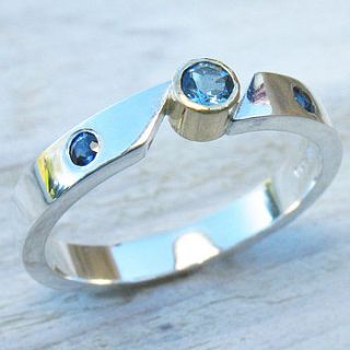 handmade aquamarine ring with blue sapphires by lilia nash jewellery