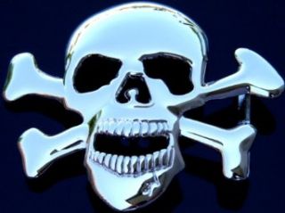 Chrome Skull & Cross Bones Belt Buckle full dwt: Clothing