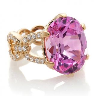 Jean Dousset 10.51ct Absolute™ Created Pink Sapphire Pavé Link Rin