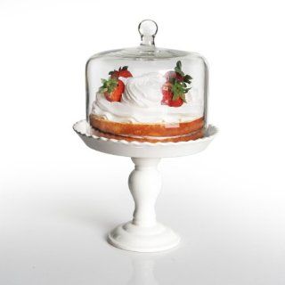American Atelier Bianca Pedestal Cake Plate with Dome, White: Kitchen & Dining