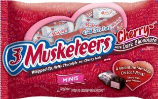 3 Musketeers Valentine's Minis, Cherry with Dark Chocolate, 9 Ounce Packages (Pack of 12)  Candy And Chocolate Snack Size Bars  Grocery & Gourmet Food
