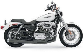 Bassani Exhaust Long Road Rage Two into One System With Heat Shield For Harley Davidson Sportster 2004 2012 / Street Glide 2009 2012   Black   14121J: Automotive