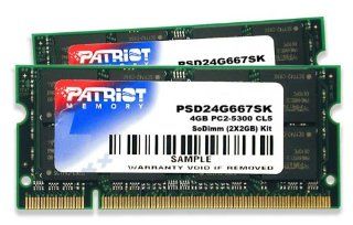Patriot PSD24G667SK Signature PC2 5300 DDR2 667MHz 4GB SODIMM CAS 5 Dual Channel Kit (Green): Electronics