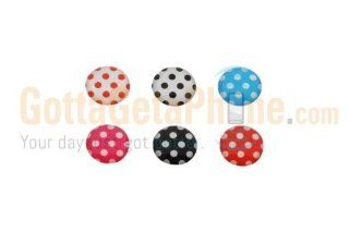 6 in 1 Pack Polka Dot Pattern Soft Home Button Stickers For Apple iPhone / iPod / iPad   Black, White, Pink, Red, Blue: Cell Phones & Accessories