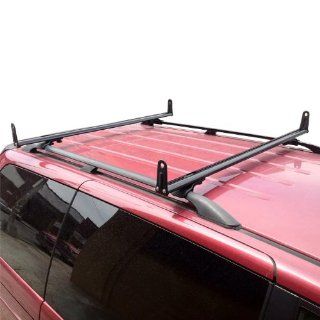 Black Factory Roof Rail Clamp On Ladder Van Rack 50" bar with side supports: Automotive
