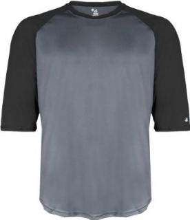 Badger Performance 3/4 Sleeve Raglan Sleeve Baseball T Shirt 4133 Graphite/Navy 4XL: Clothing