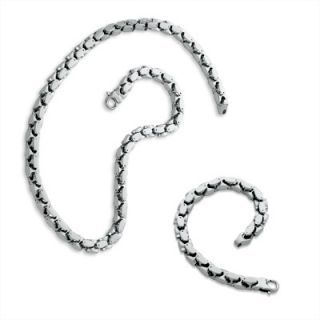 Mens Stainless Steel Heavy Link Necklace and Bracelet Set   Zales