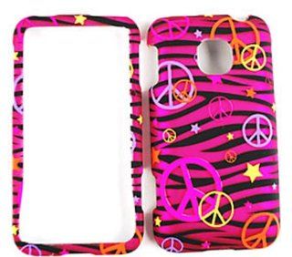 CELL PHONE CASE COVER FOR LG OPTIMUS 2 II AS 680 TRANS PEACE SIGNS ON PINK ZEBRA: Cell Phones & Accessories