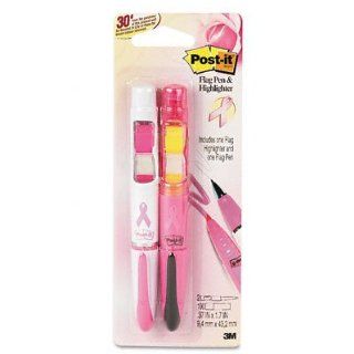 MMM689PH2BCA   Breast Cancer Awareness Flag Pen and Highlighter with Pink Ribbon Symbol : Post It Highlighter Pink : Office Products
