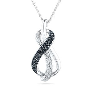CT. T.W. Enhanced Black and White Diamond Infinity Loop Pendant in
