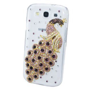 New Lila Peacock Hand Made Crystal Diamand Design Bling Hard Case Cover Rhinestone FOR SAMSUNG GALAXY S3 I9300 SIII: Cell Phones & Accessories