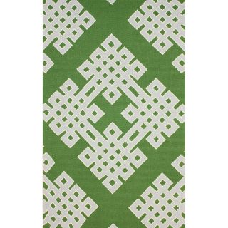 Nuloom Hand hooked Modern Lattice Emerald Green Rug (76 X 96)
