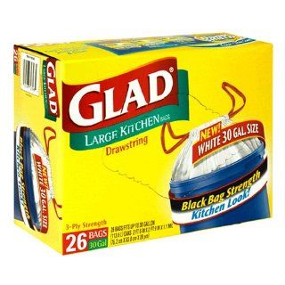 Glad Large Kitchen Bags with Drawstring, 30 Gal, White 26 bags Health & Personal Care