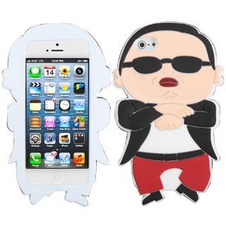PSY Gangnam Style Silicone Skin Gel Soft With Stand Cover case For Apple iPhone 5   Black Red Cell Phones & Accessories